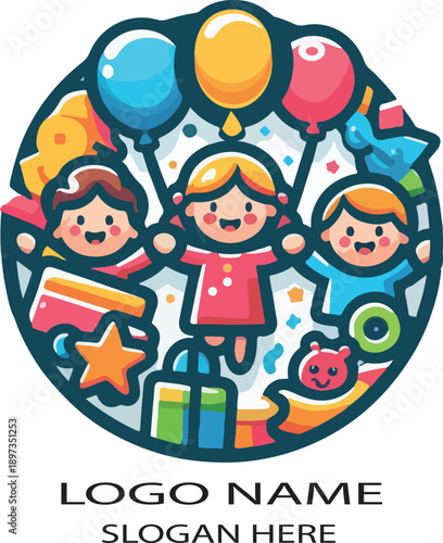 Photos ferias kids logo icon vector white background