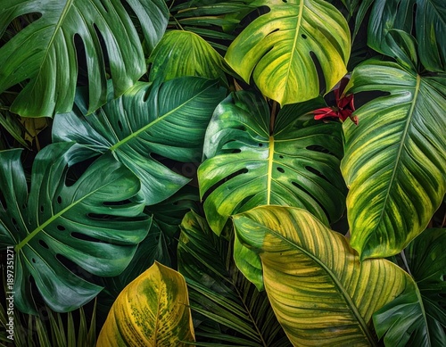 Wallpaper Mural Lush Green Tropical Leaves with Varied Textures and Shapes Torontodigital.ca