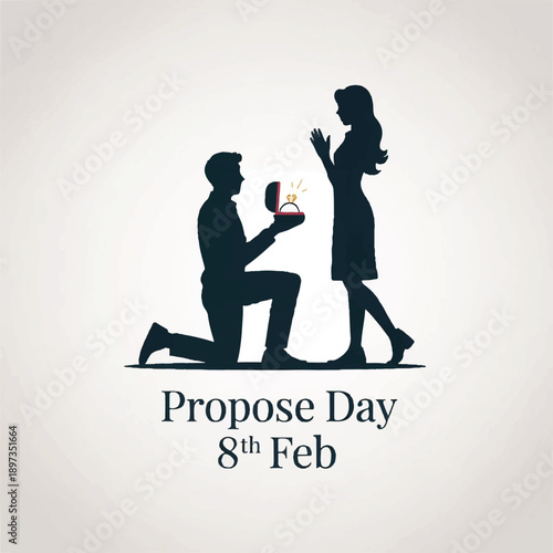 propose day silhouette couple ring proposal romantic illustration