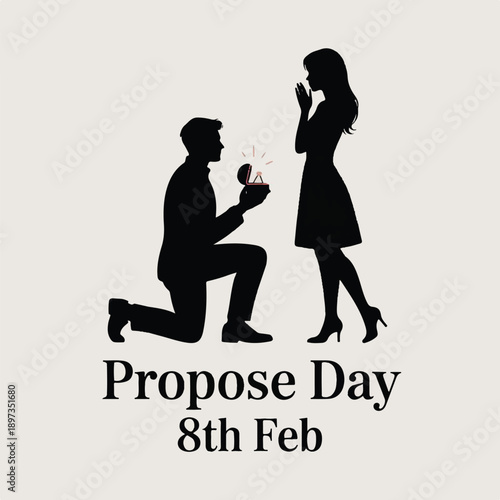 romantic proposal silhouette illustration for propose day 8th feb