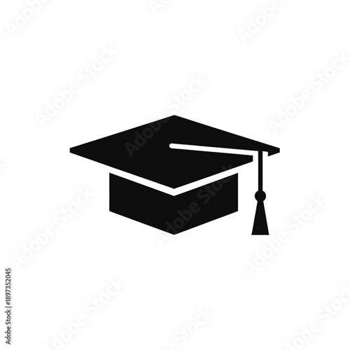 A simple black graduation cap icon representing academic achievement and the pursuit of knowledge.