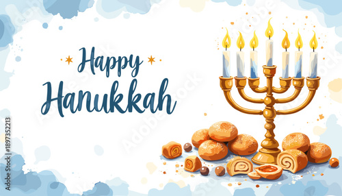 hanukkah banner, hanukkah poster, happy hanukkah design, festival of lights banner, hanukkah background, hanukkah celebration poster, jewish holiday banner, menorah design, hanukkah menorah illustrati