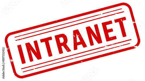 A red stamp with the word Intranet on a white background