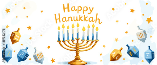 hanukkah banner, hanukkah poster, happy hanukkah design, festival of lights banner, hanukkah background, hanukkah celebration poster, jewish holiday banner, menorah design, hanukkah menorah illustrati