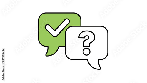 A simple illustration of yes and question mark in speech bubbles