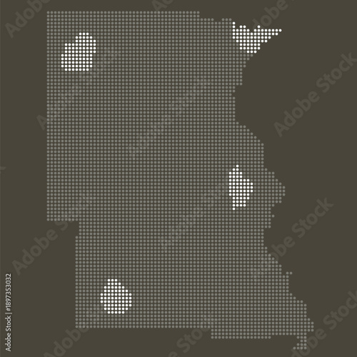 West North central region of US dotted map. Rustic American Heartland Regional Map on Earthy Dotted Minimalist Style