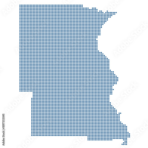 West North central region of US dotted map. West North Central Heartland Connectivity Map with Blue Transparent Data Points