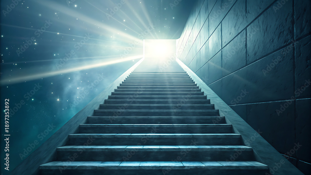 Fototapeta premium Stunning staircase leads to bright future and new opportunities