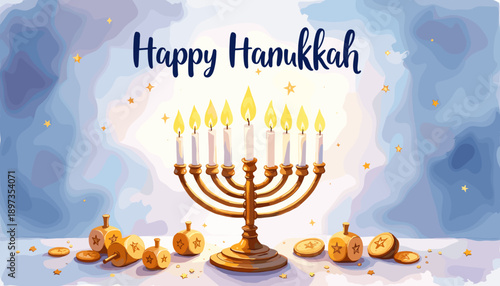 hanukkah banner, hanukkah poster, happy hanukkah design, festival of lights banner, hanukkah background, hanukkah celebration poster, jewish holiday banner, menorah design, hanukkah menorah illustrati