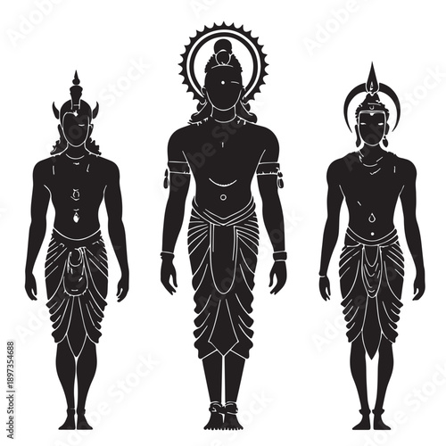 Black creation deities Silhouette Vector, High Quality Illustration on White Background