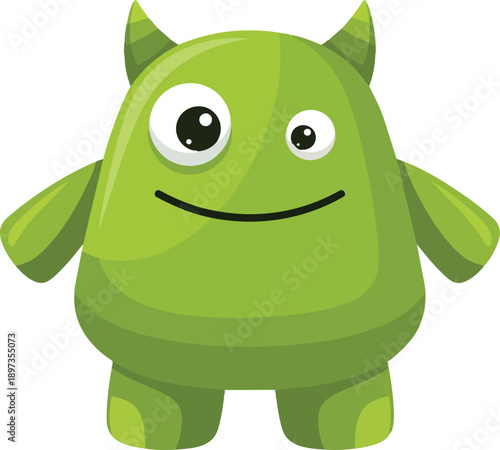 Green Cartoon Monster Character Illustration.