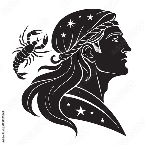 Black aquarius Silhouette Vector, High Quality Illustration on White Background