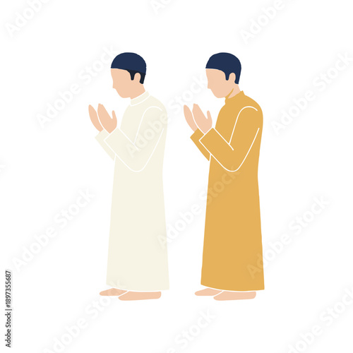 Two Men Praying in Robes Standing.