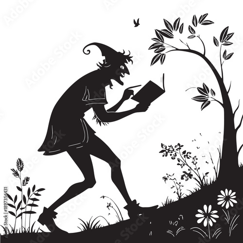 Black trickster tales Silhouette Vector, High Quality Illustration on White Background