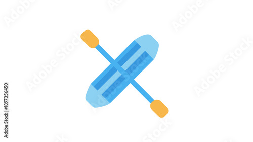 Graphic illustration of crossed blue oars with yellow handles