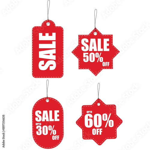Colorful set of sale and price tags with discount labels for retail shopping and promotions