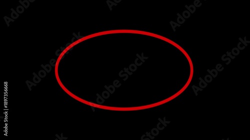 Circle marker highlighting animation on black screen.  animated red circle drawing.