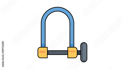A cartoon illustration of a blue and yellow combination padlock on white background