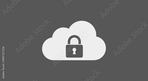 Cloud computing with a padlock icon representing security.