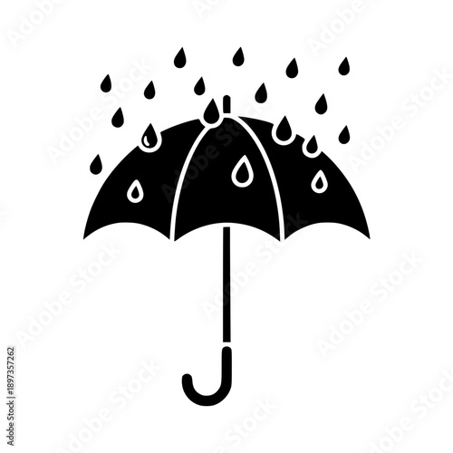 Umbrella and Rain Drops Icon