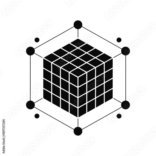 3D Cube Data Network Icon