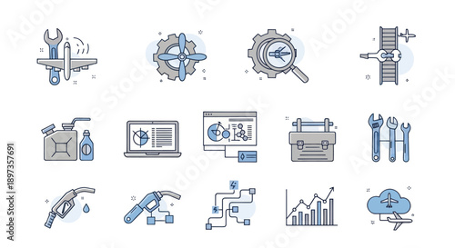 Aviation maintenance and service icons