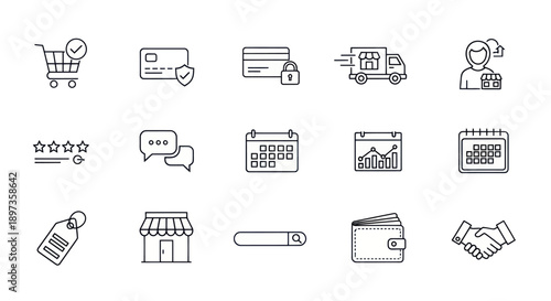 Set of online shopping and e-commerce icons.