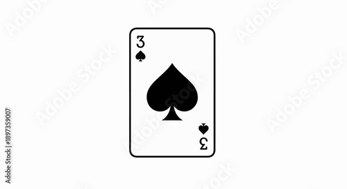 A minimalist illustration of the three of spades playing card on a plain white background