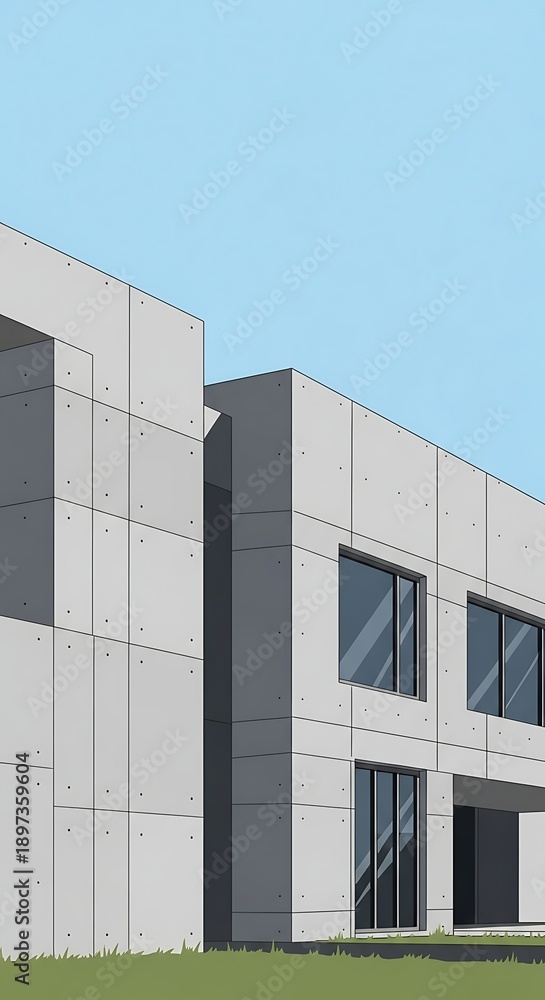 Obraz premium Modern gray building exterior corner.