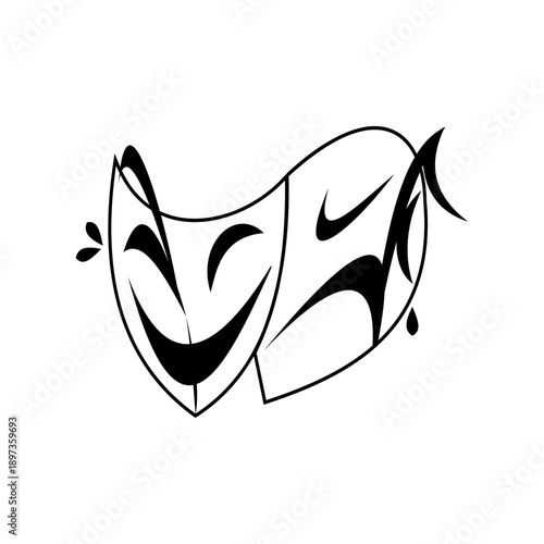 Theatrical mask icon. Abstract.