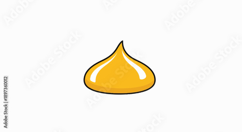A simple cartoon illustration of a glossy yellow liquid drop or blob with highlights on white background