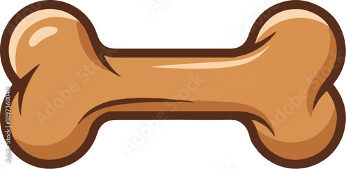 A simple cartoon-style illustration of a brown dog bone with darker brown outlines and shading on white