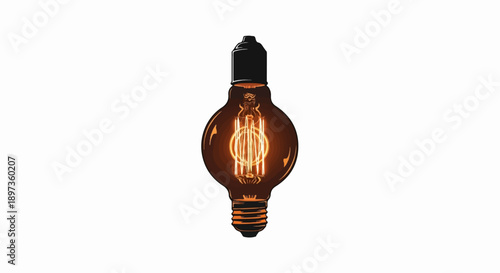 A glowing vintage-style incandescent light bulb with visible filament against a plain white background