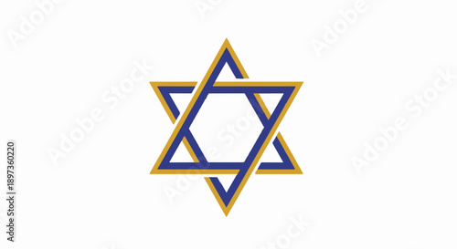 A stylized six-pointed star (hexagram) formed by interweaving gold and blue triangles on a white background
