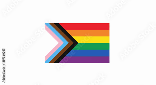 A vibrant Progress Pride flag, featuring rainbow, trans, and racial equality stripes, on a clean white background