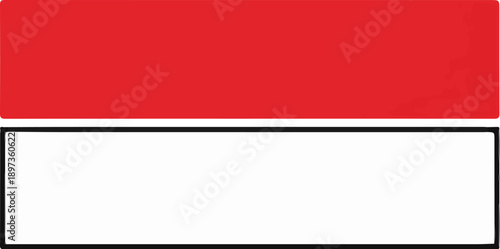 A simple rectangular banner with two horizontal stripes red on top and white on the bottom