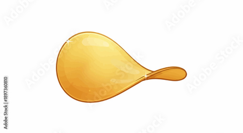 A single, golden, shiny potato chip with a crisp, curved form against a white background