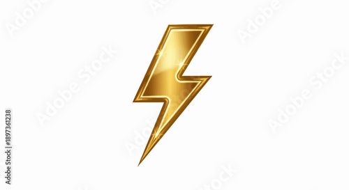 A sparkling gold lightning bolt symbol, vibrant and shiny, against a clean white background