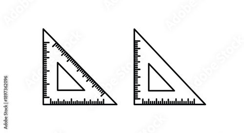 Two triangular drafting tools illustrated in a stark black silhouette