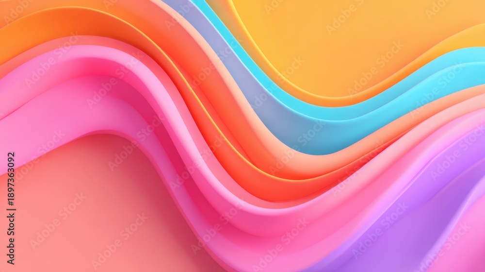 Fototapeta premium Vibrant colorful abstract wave pattern with wavy lines in pink, orange, blue, and purple.
