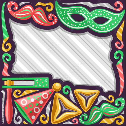 Vector frame for Purim holiday with copy space for text
