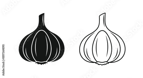 Detailed garlic bulb illustration with contrasting tones a striking silhouette
