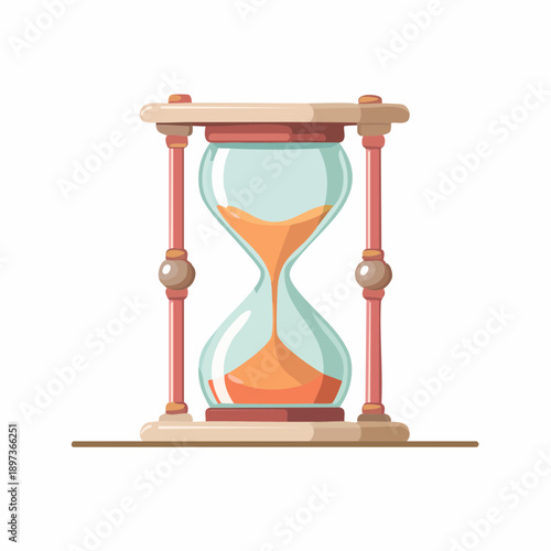Hourglass with Sand Flowing, Time Measurement Instrument, Clock, Deadline, Waiting, Process Concept
