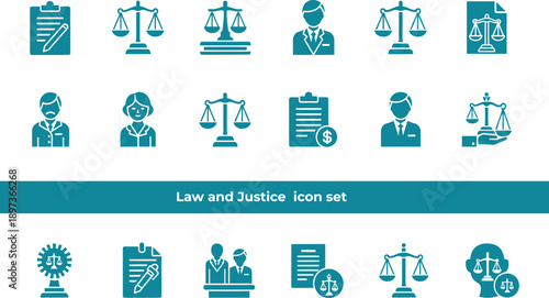Law justice legal symbols icon collection for justice and authority