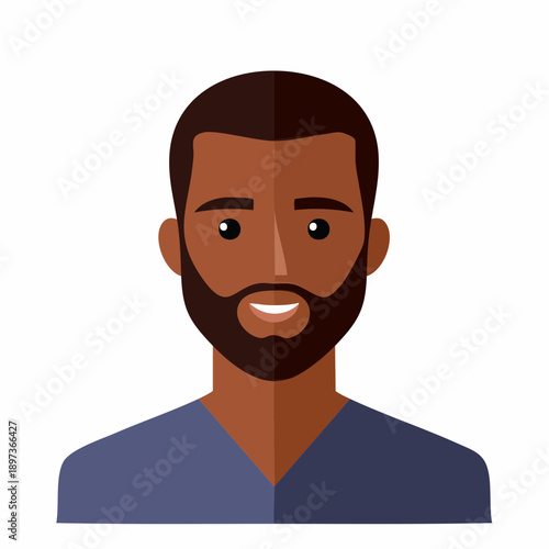 Bearded Man Avatar Graphic Portrait Illustration Flat Vector Design Style Character Person Individual Face Dark Hair