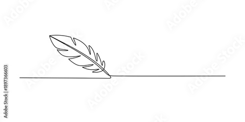 Continuous single line drawing of an elegant feather for minimalist design Vector, illustration