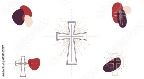 Christian Cross Symbols with Colorful Overlays Christianity Crosses