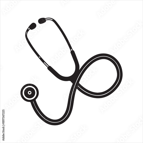 Stethoscope silhouette vector illustration on white background 