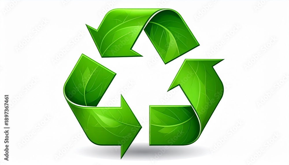 Obraz premium Green Recycling Symbol with Three Arrows in Triangular Loop