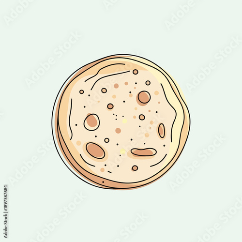 Hand-drawn round flatbread illustration
